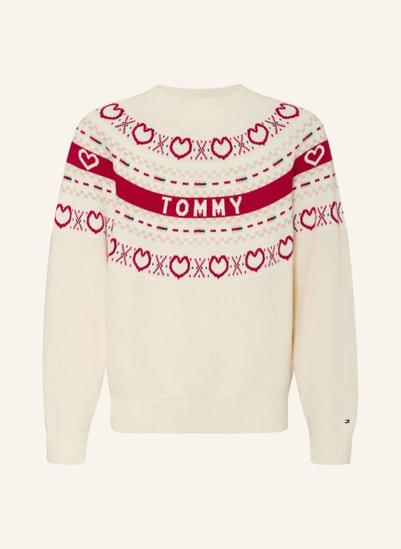 TOMMY HILFIGER Pulovere CREM / BEJ / ROȘU ÎNCHIS