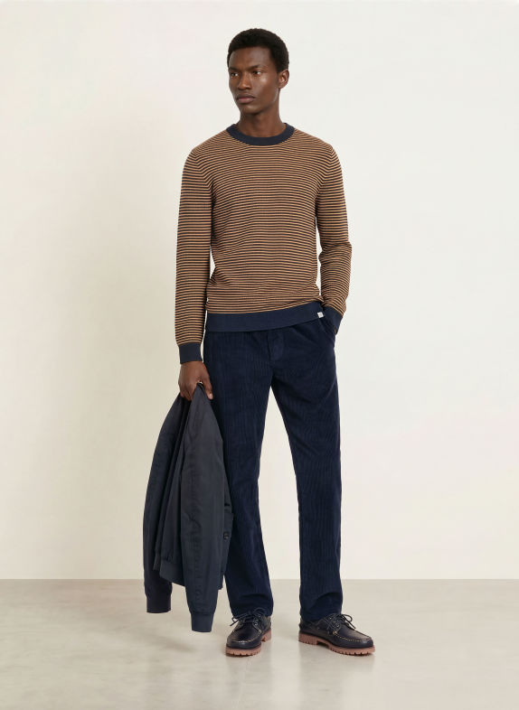 NOWADAYS Trui DONKERBLAUW / MARRON FONCÉ / BEIGE