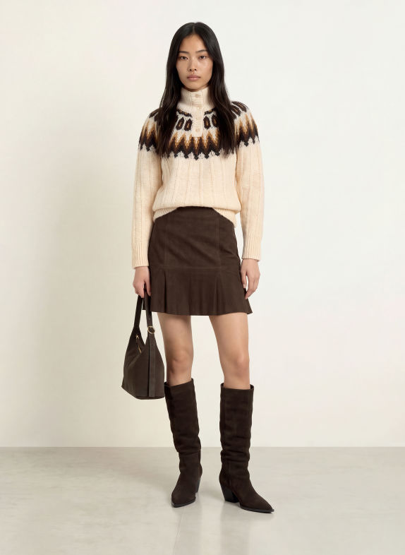 Y.A.S. Leren rok MARRON FONCÉ