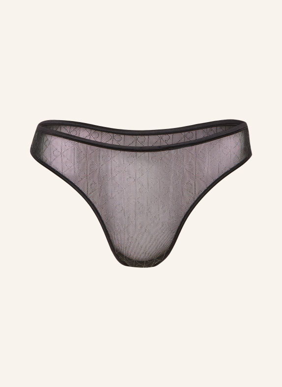 Calvin Klein String MINIMALIST EMBLEM met sierstenen ZWART