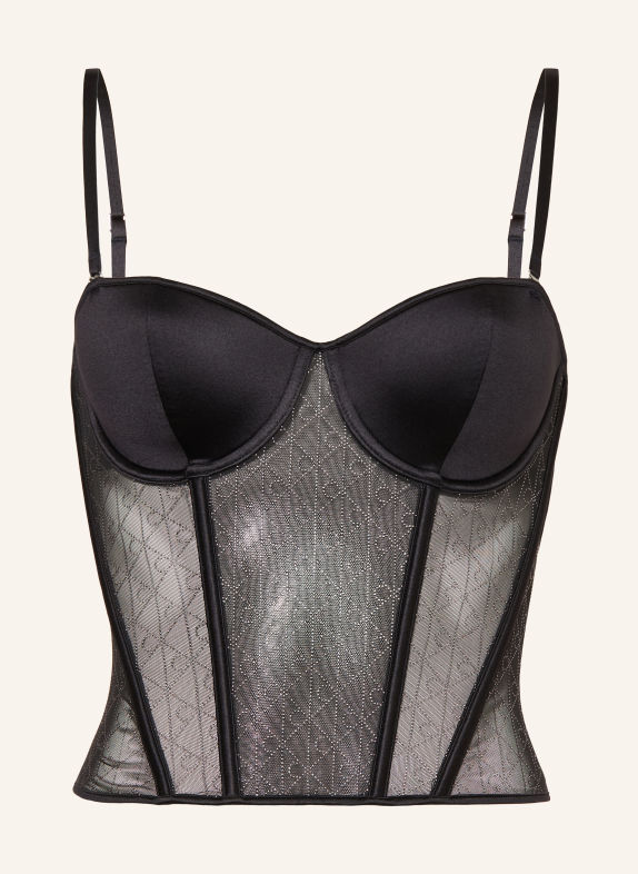 Calvin Klein Corsage MINIMALIST EMBLEM met sierstenen ZWART