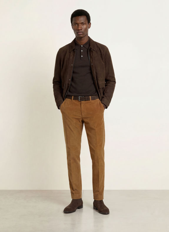 HILTL Pantaloni din velur PARMA, croială regulată CAMEL
