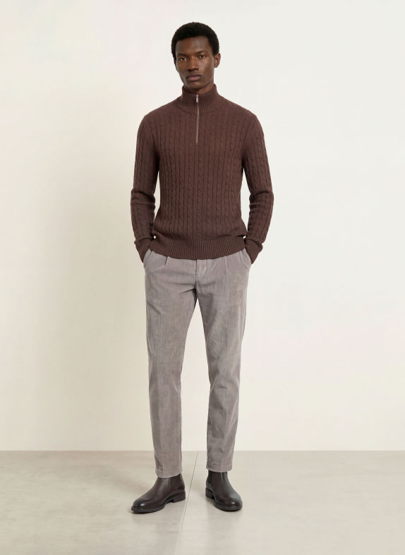 HILTL Pantaloni din velur PRIMO, croială regular GRI
