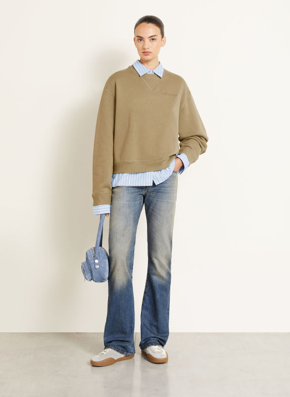 Acne Studios Sweatshirt im Materialmix KHAKI / HELLBLAU / WEISS