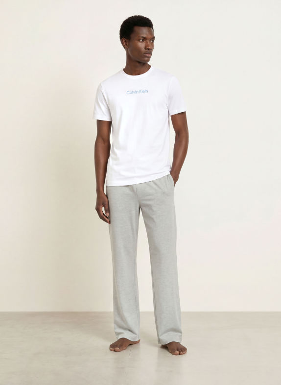 Calvin Klein Spací kalhoty ŠEDÁ / BÍLÁ