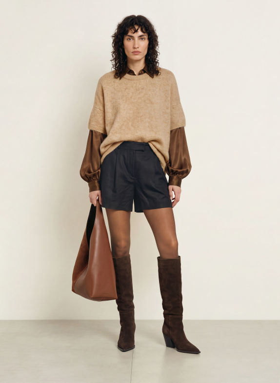 SoSUE Strickshirt mit Alpaka CAMEL