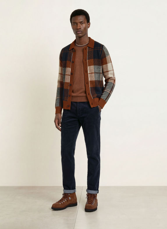MOS MOSH Gallery Vest MMGWANDO BRUIN / CRÈME / DONKERBLAUW
