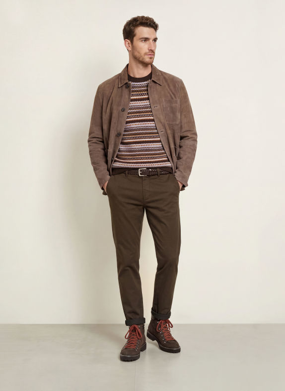 MOS MOSH Gallery Trui MMGLAPORTE PENCE MARRON FONCÉ / BEIGE / GRIJS
