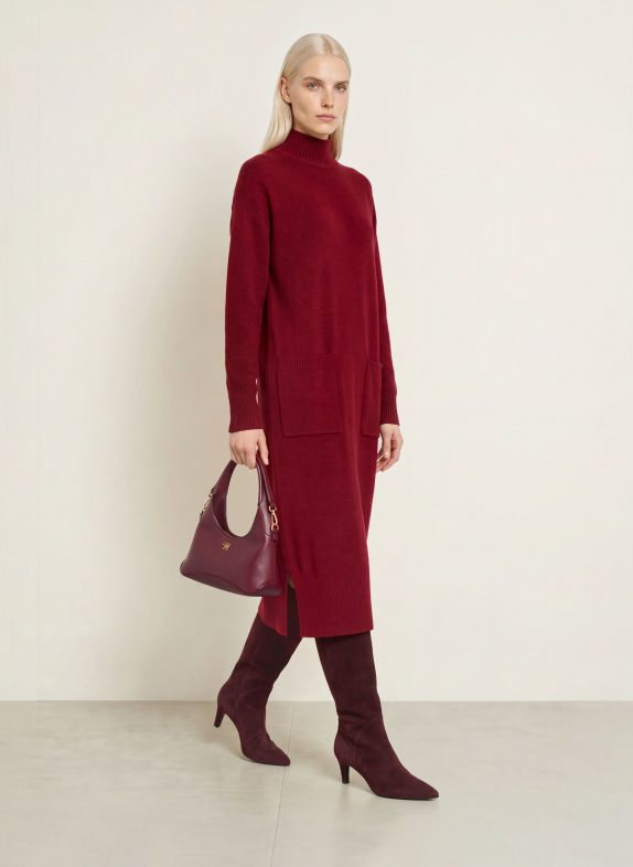 FRIEDA & FREDDIES Strickkleid DUNKELROT