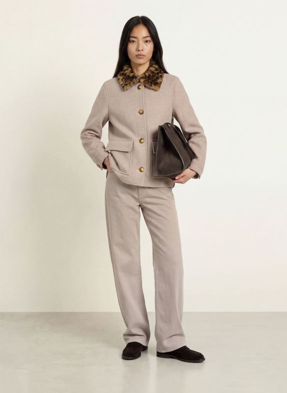 FRIEDA & FREDDIES AMAL-jas met afneembare Kraag van imitatiebont BEIGE / BRUIN
