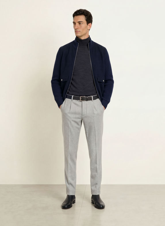 JOHN SMEDLEY Rollkragenpullover aus Merinowolle DUNKELGRAU