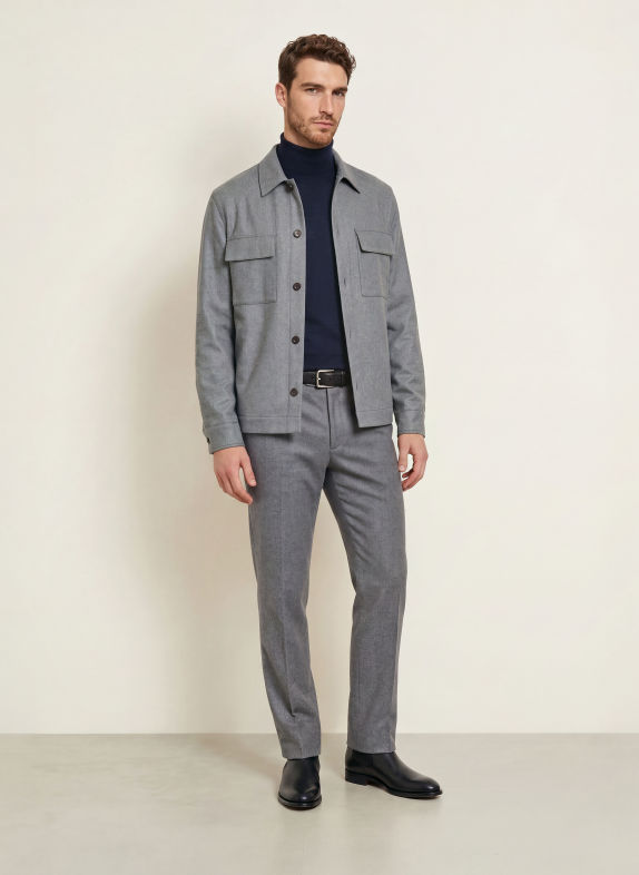 JOHN SMEDLEY Rollkragenpullover aus Merinowolle DUNKELBLAU