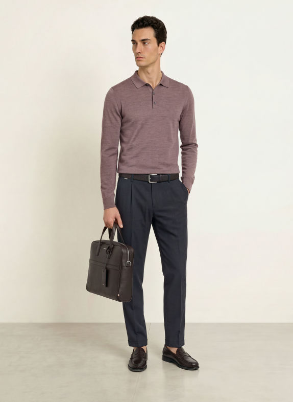 PROFUOMO Gebreid poloshirt PAARS