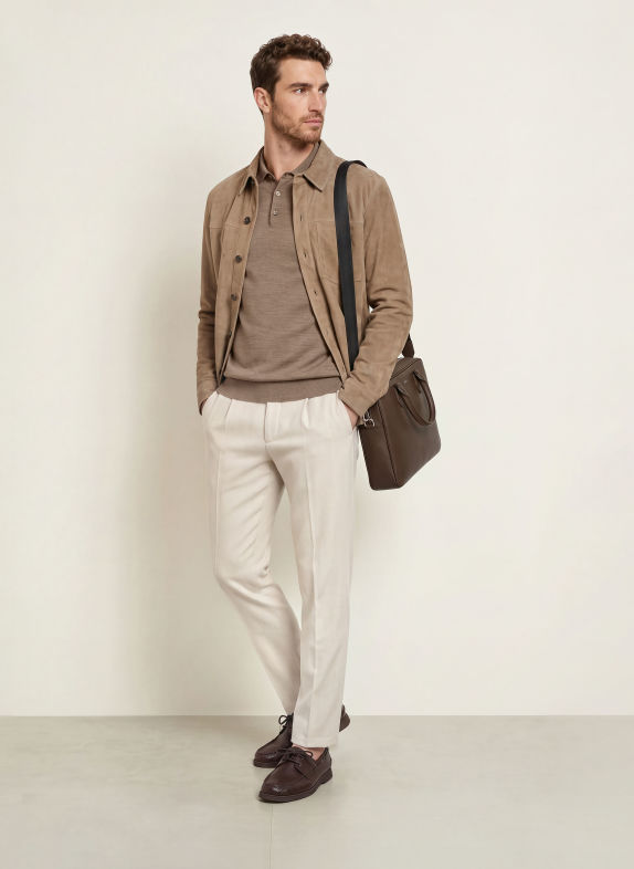 PROFUOMO Gebreid poloshirt BRUIN