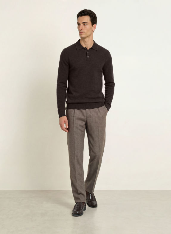 PROFUOMO Knit polo shirt DARK BROWN