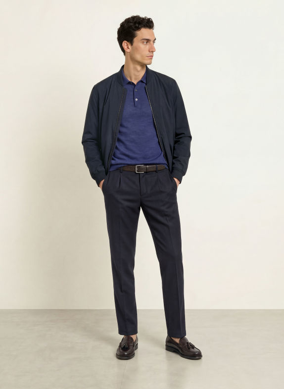 PROFUOMO Gebreid poloshirt BLAUW