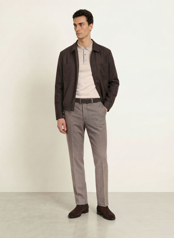 PROFUOMO Gebreid poloshirt BEIGE