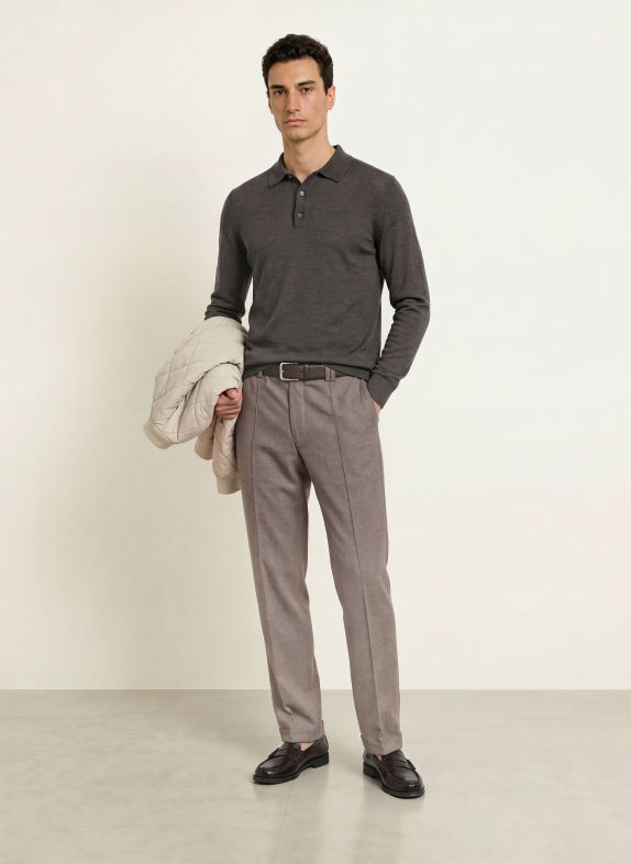 PROFUOMO Gebreid poloshirt MARRON FONCÉ