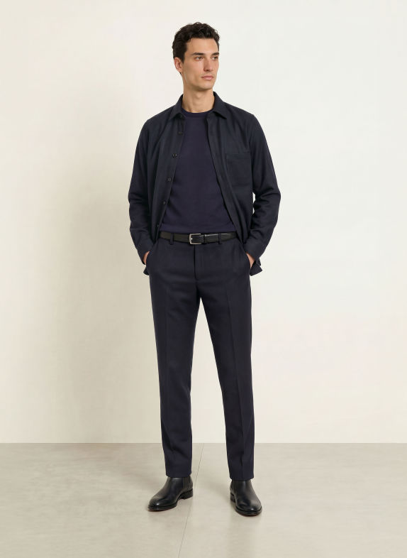 PROFUOMO Chino coupe ample BLEU FONCÉ