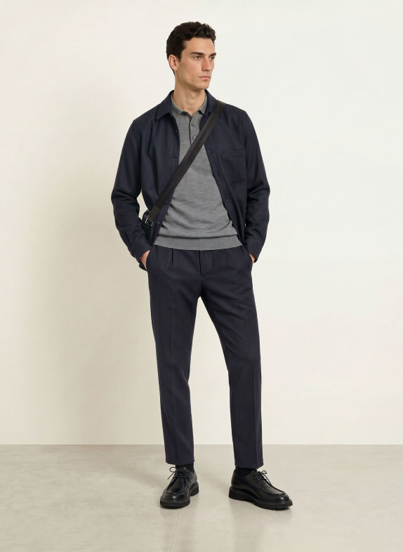 PROFUOMO Gebreid poloshirt GRIJS