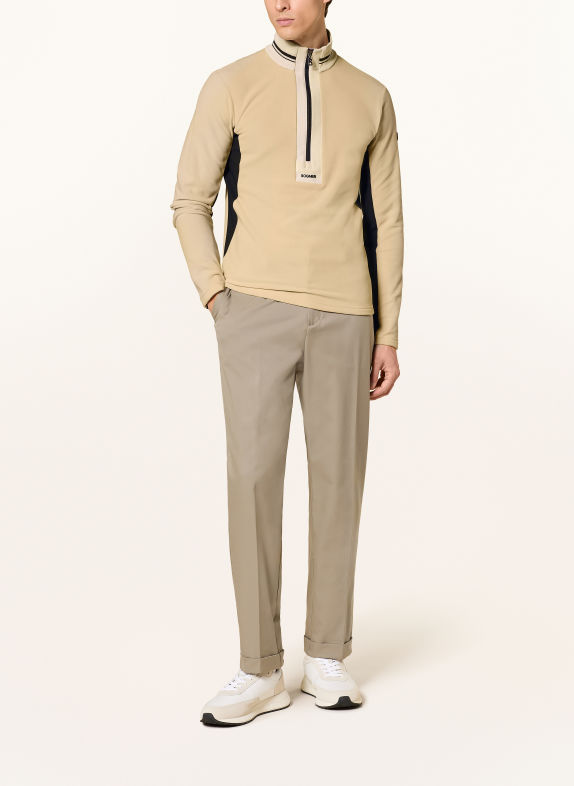 BOGNER Fleecetrui met halve rits HARVEY BEIGE / ZWART