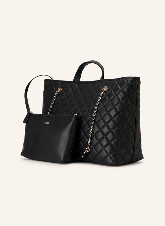 GUESS Shopper JULIET LARGE med Pouch SORT / SØLV