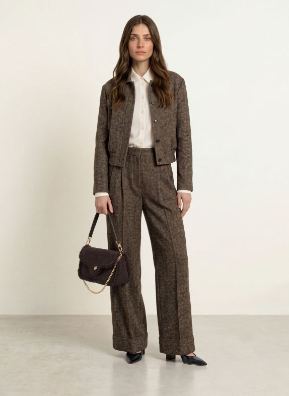 BOSS Sac à main BOSS BEYOND en fourrure synthétique MARRON FONCÉ