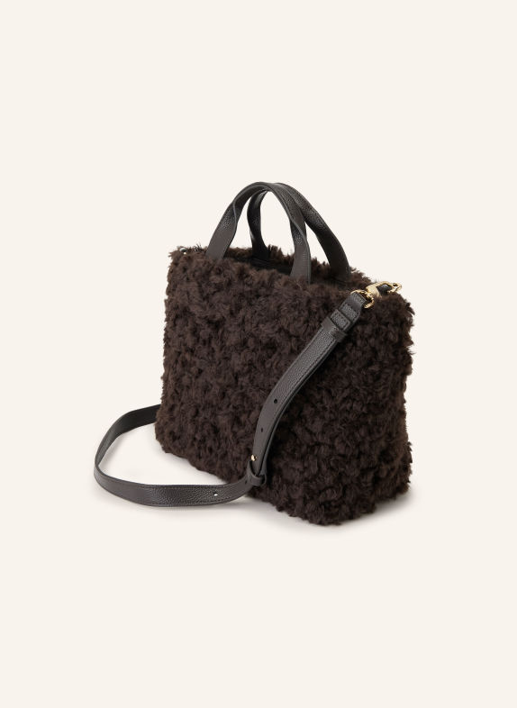 BOSS Handtasche PALMAH aus Kunstfell DUNKELBRAUN