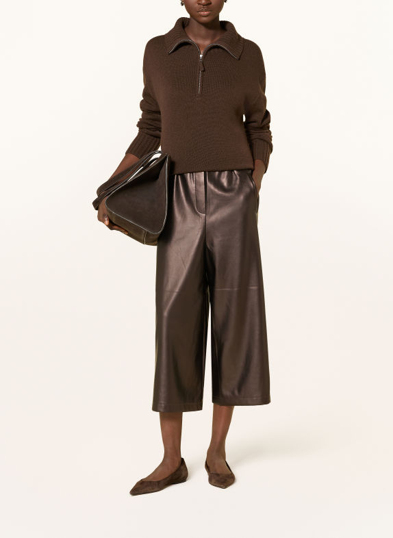 MARC AUREL Leather-look culottes DARK BROWN