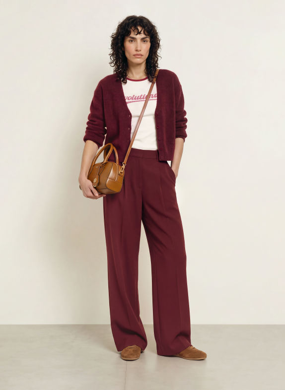 BOSS Wide leg trousers TIWI DARK RED
