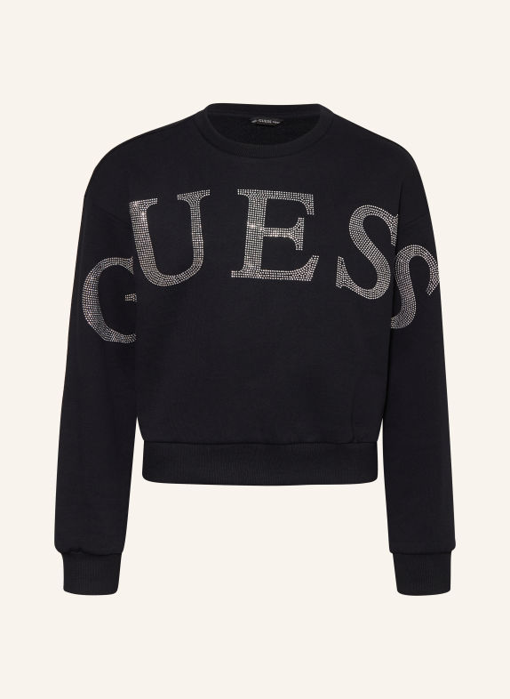 GUESS Sweatshirt with Rhinestones BLACK