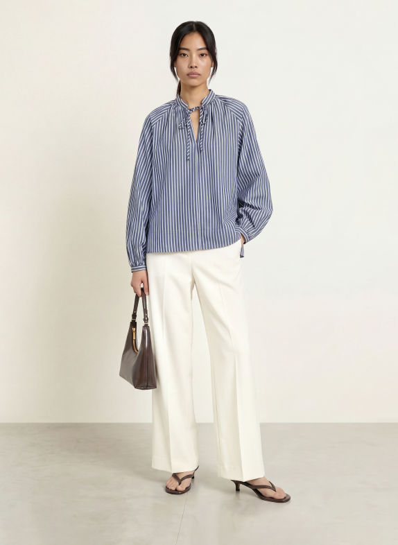 GRACE & MILA Chemisier ALBANE BLEU FONCÉ / GRIS / BLANC