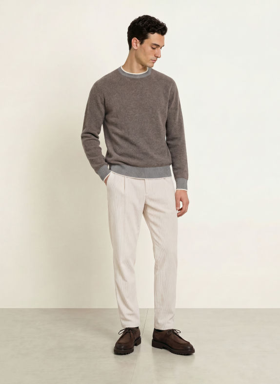 HERNO Pantaloni din velur de cordon, croială regular CREM