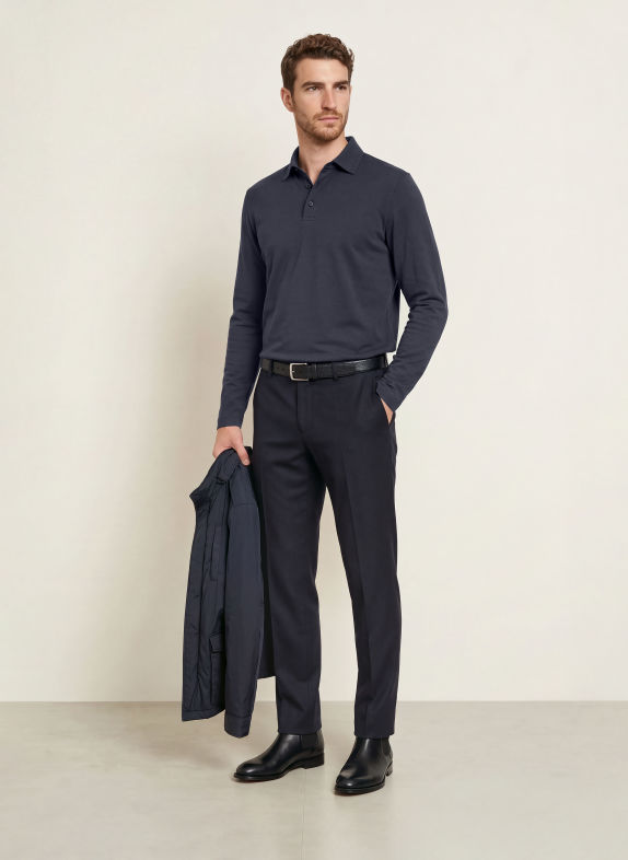 HERNO Jersey polo shirt DARK BLUE