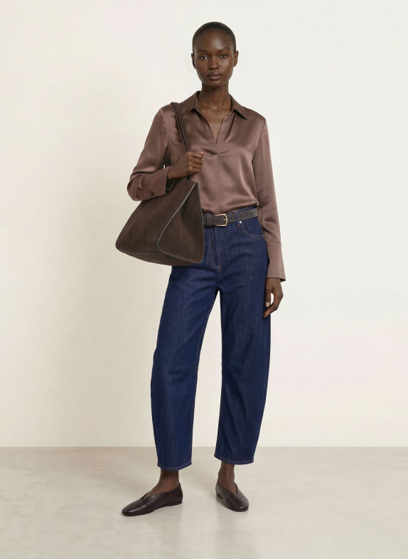 REISS Zijden blouse MARINA MARRON FONCÉ