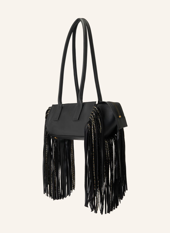 KURT GEIGER Schultertasche SLOANE mit Schmucksteinen SCHWARZ / SILBER / GOLD