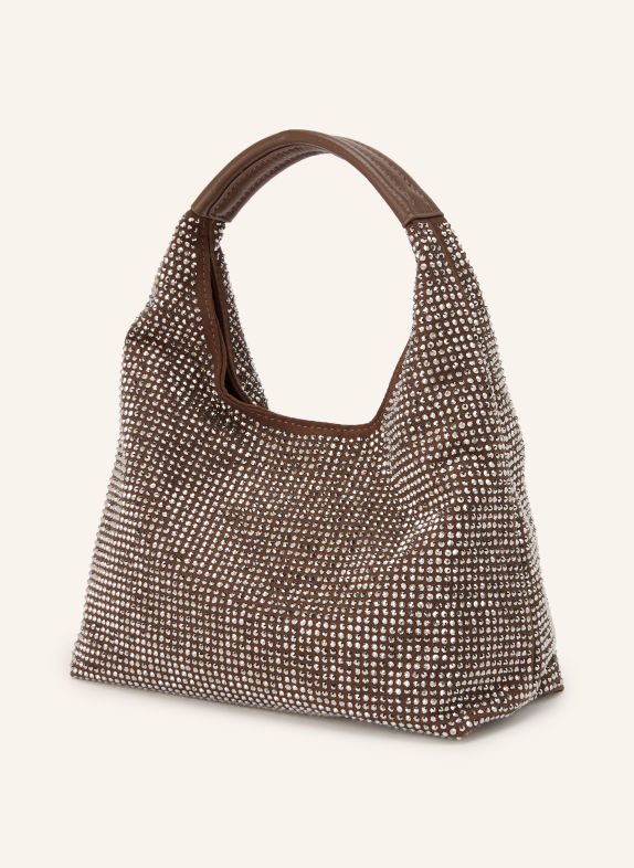 KURT GEIGER Handtasche mit Schmucksteinen BRAUN / SILBER