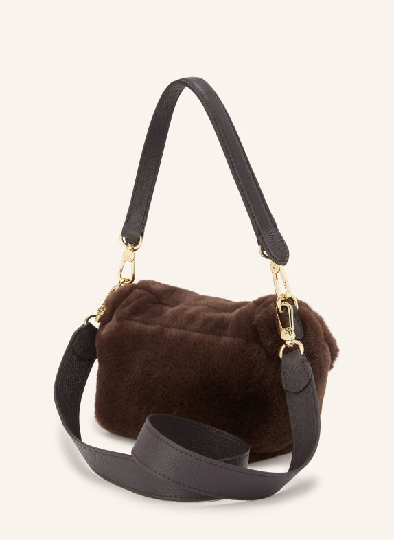 abro Handtasche TEMI SMALL aus Kunstfell DUNKELBRAUN / GOLD
