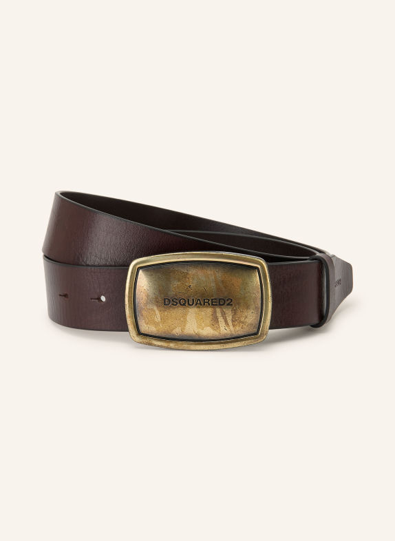 DSQUARED2 Leren riem MARRON FONCÉ / GOUD