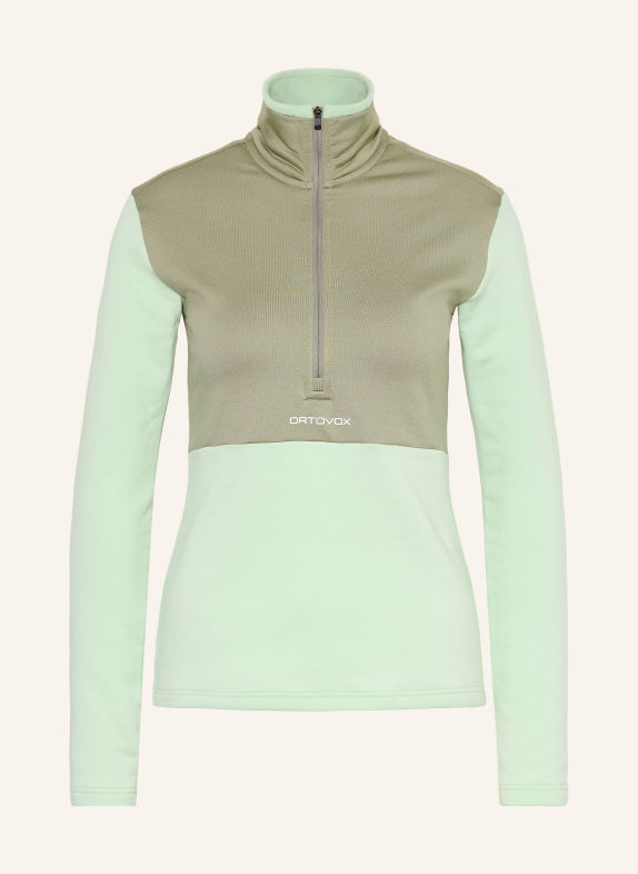 ORTOVOX Fleecetrui met halve rits FLEECE LIGHT ZIP NECK MINT / KAKI