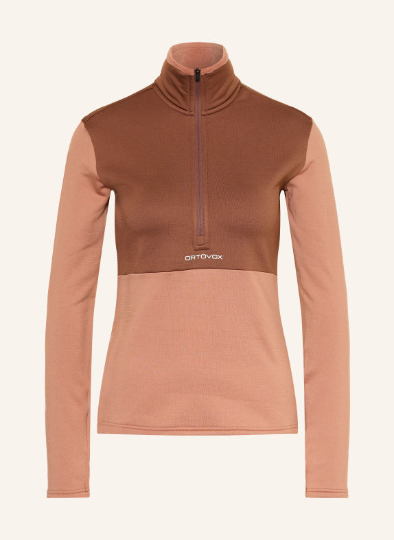ORTOVOX Fleecetrui met halve rits FLEECE LIGHT ZIP NECK VIEUX ROSE / DONKERROOD