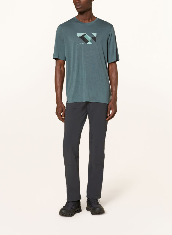 ORTOVOX T-shirt 140 COOL LANDSCAPE met merinowol BLAUW / LICHTBLAUW / DONKERBLAUW