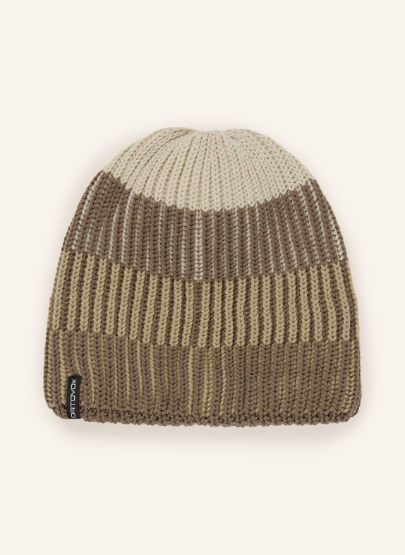 ORTOVOX Mütze DEEP KNIT aus Merinowolle KHAKI / CREME / OLIV