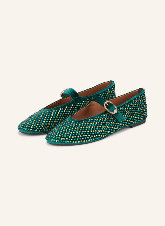 KURT GEIGER Ballerines façon Mary Janes MAYFAIR ornées de pierres décoratives GROEN