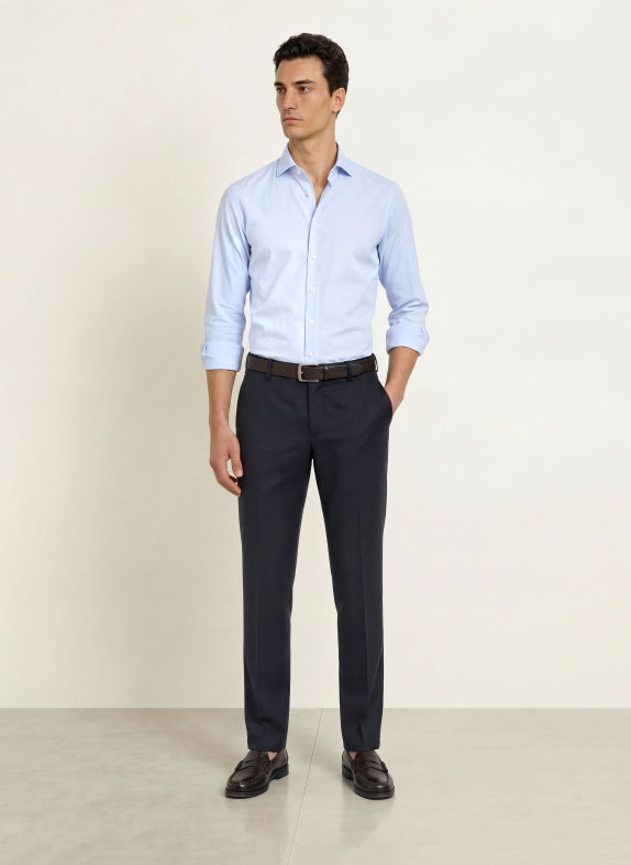 PROFUOMO Chemise coupe ajustée BLEU CLAIR / BLANC