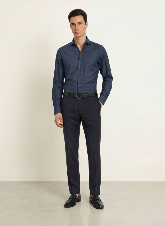 PROFUOMO Chemise en jersey coupe slim BLEU FONCÉ