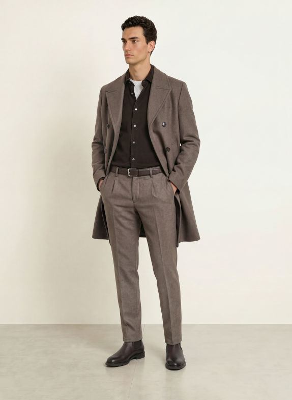 PROFUOMO Chemise en velours côtelé, coupe confortable MARRON FONCÉ