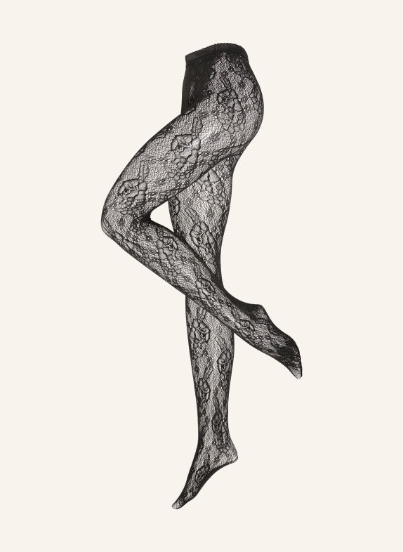 Wolford Cienkie rajstopy INIFITE ROSE NET 7005 BLACK