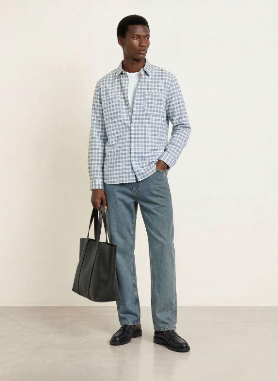 A.P.C. Overhemd MALCOM Comfort Fit ECRU / DONKERBLAUW