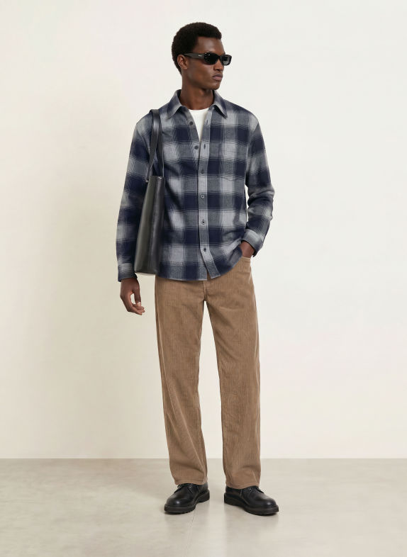 A.P.C. Flanellhemd MALAURY Comfort Fit GRAU / DUNKELBLAU